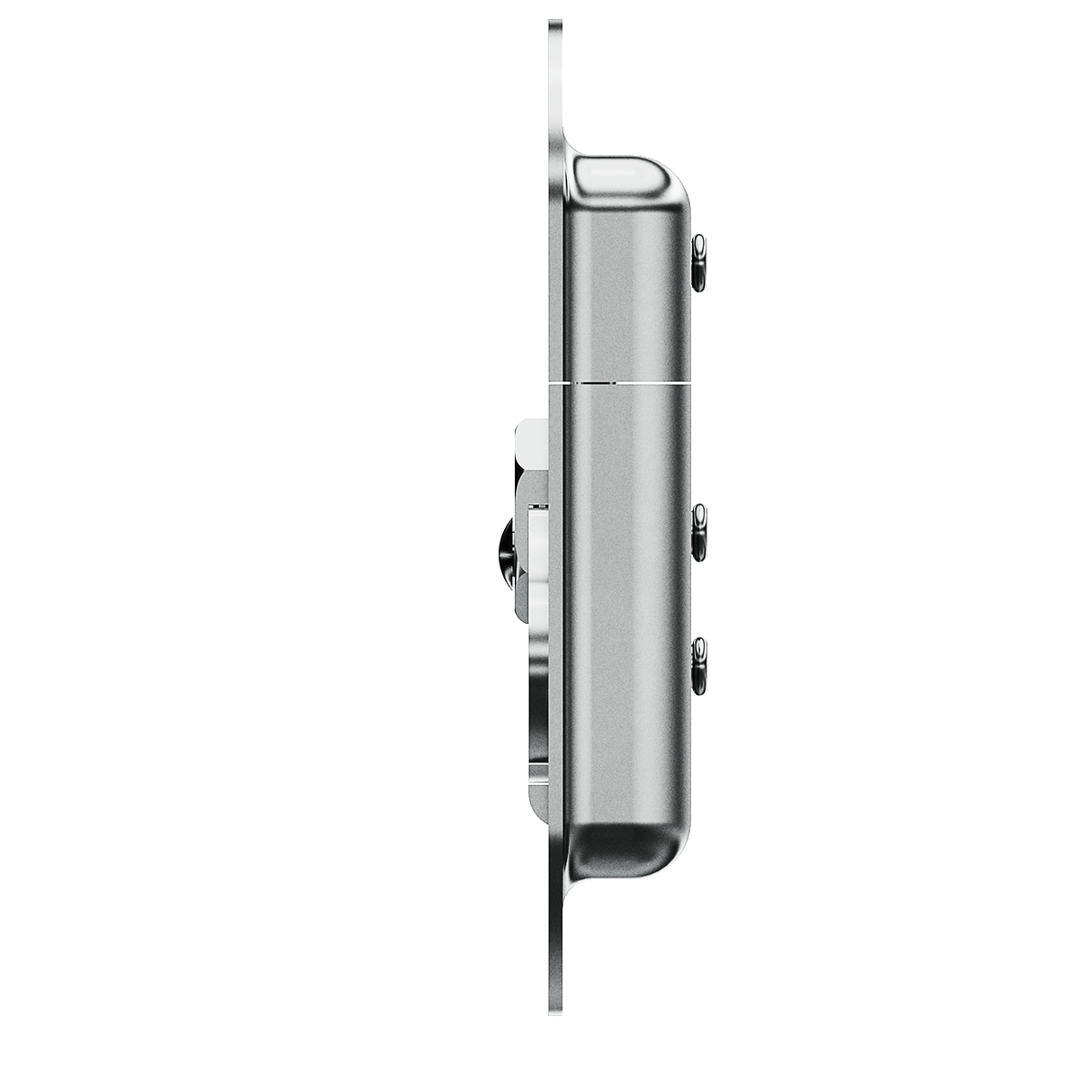 side view of recessed twist catch with visible latch body
