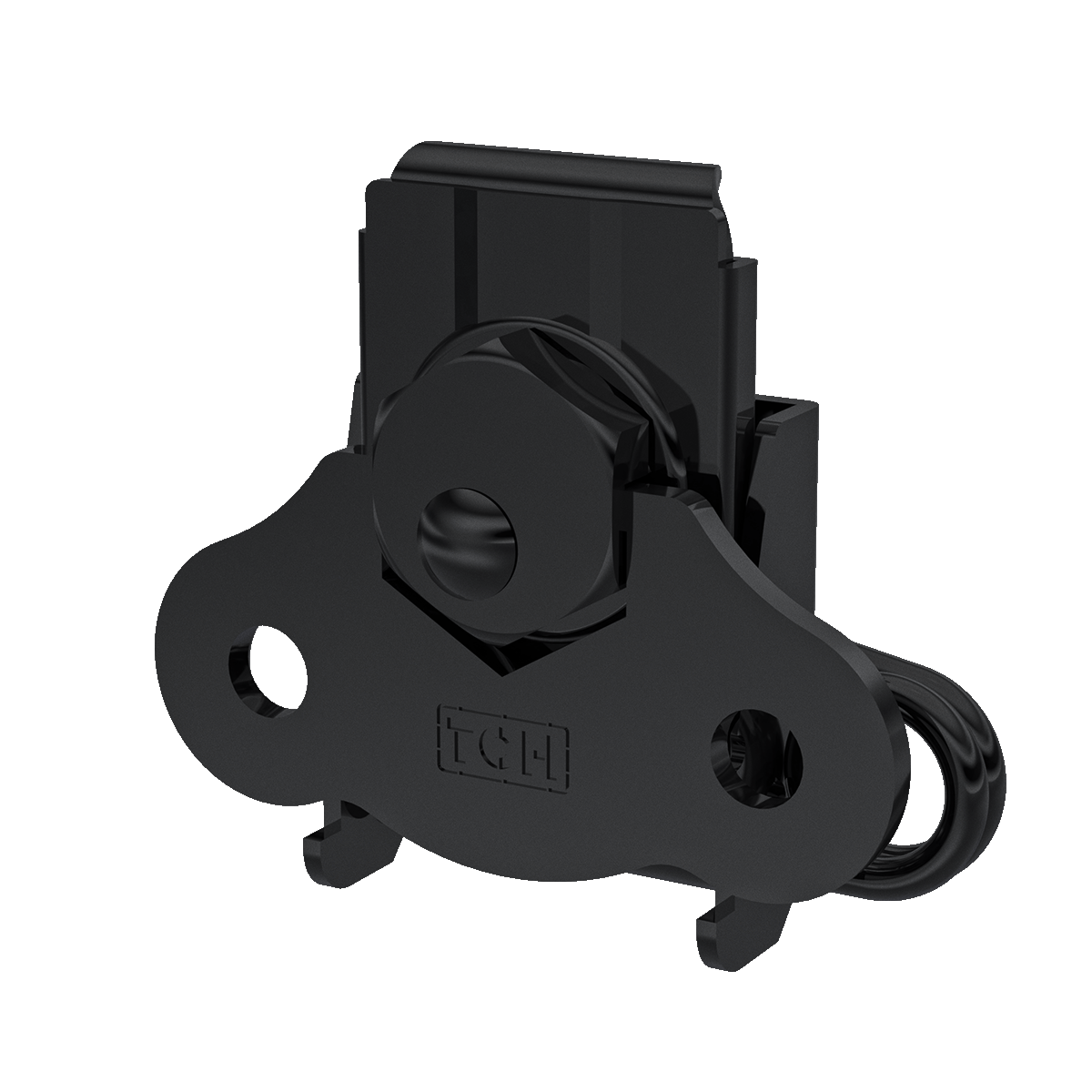 Medium twist latch, black, perspective view