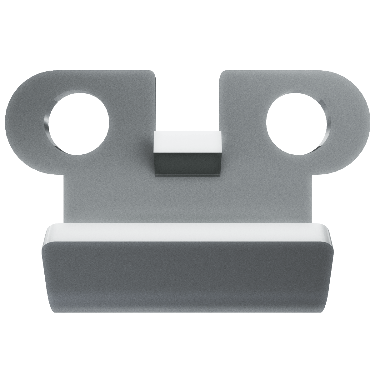 front view of strike plate with smooth face and visible mounting holes