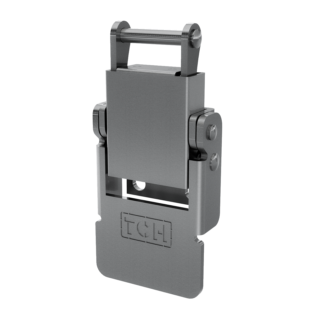 angled view stainless steel spring drawlatch with straight lever