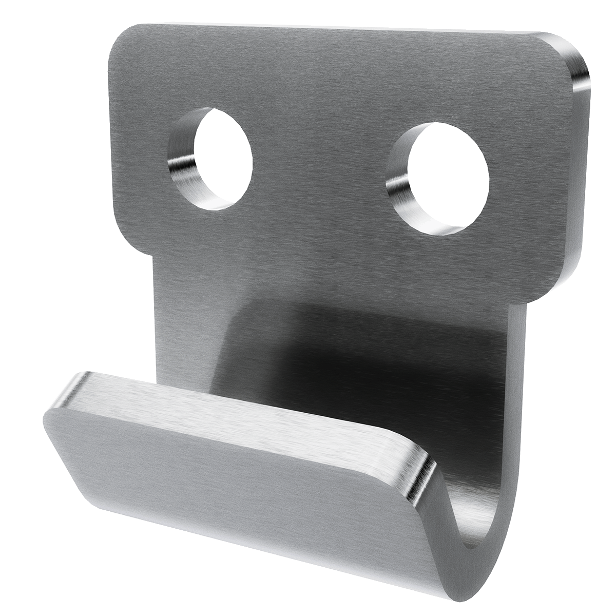 angled view of stainless steel surface mount strike plate