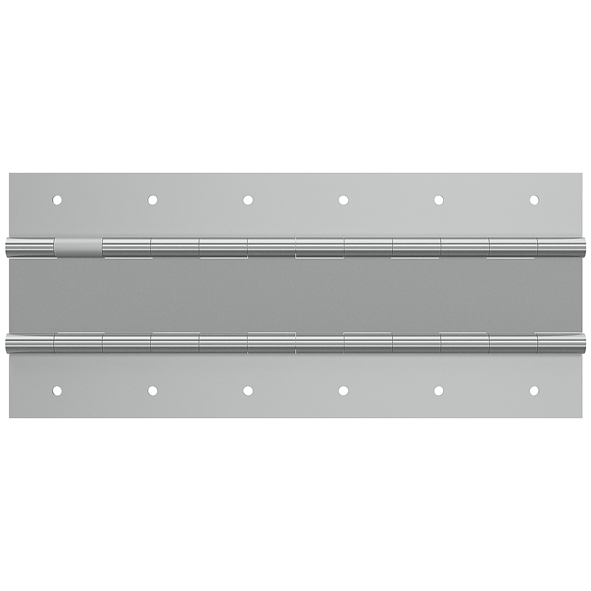 48-inch steel double-knuckle continuous hinge bright zinc plate front view