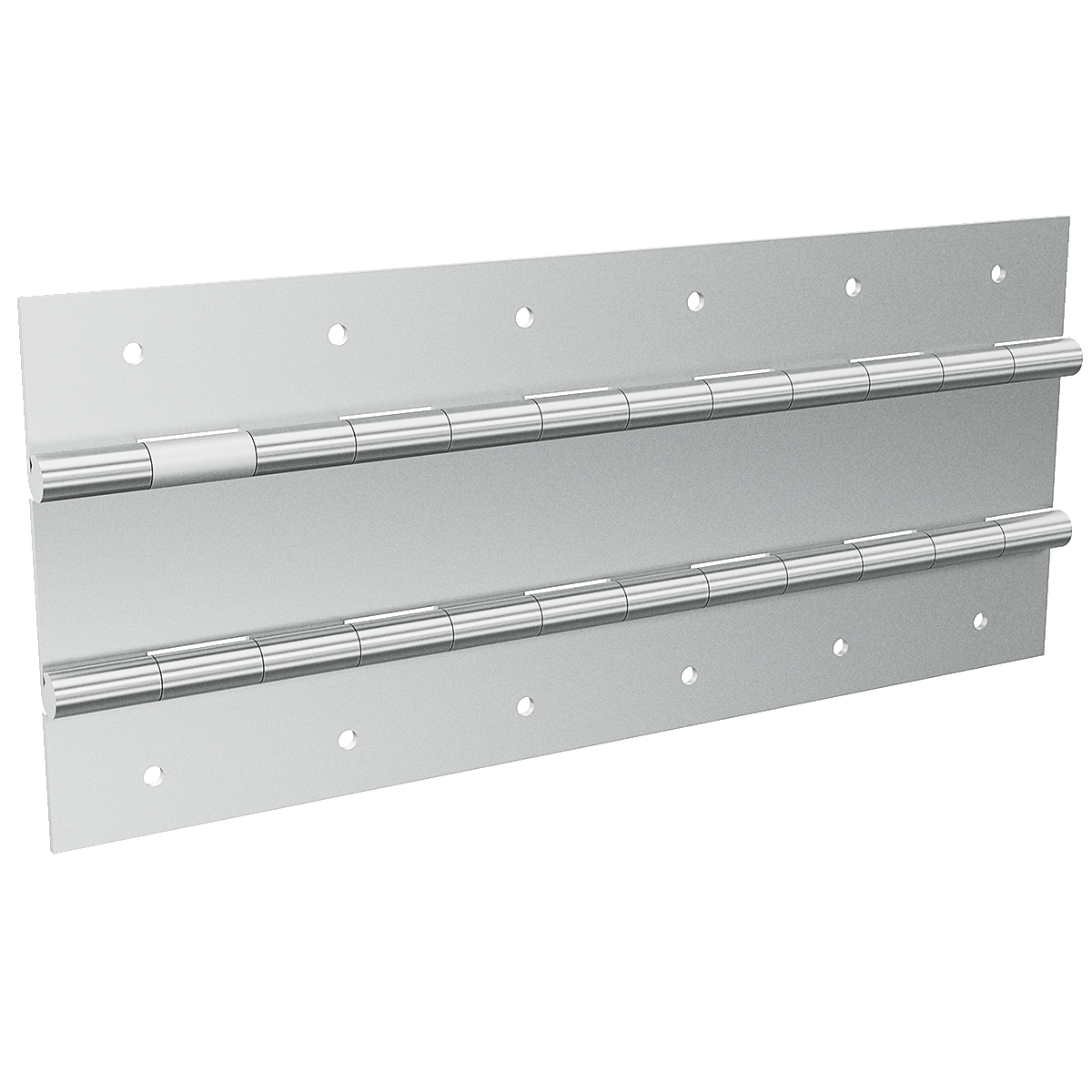 48-inch steel double-knuckle continuous hinge bright zinc plate angled left view