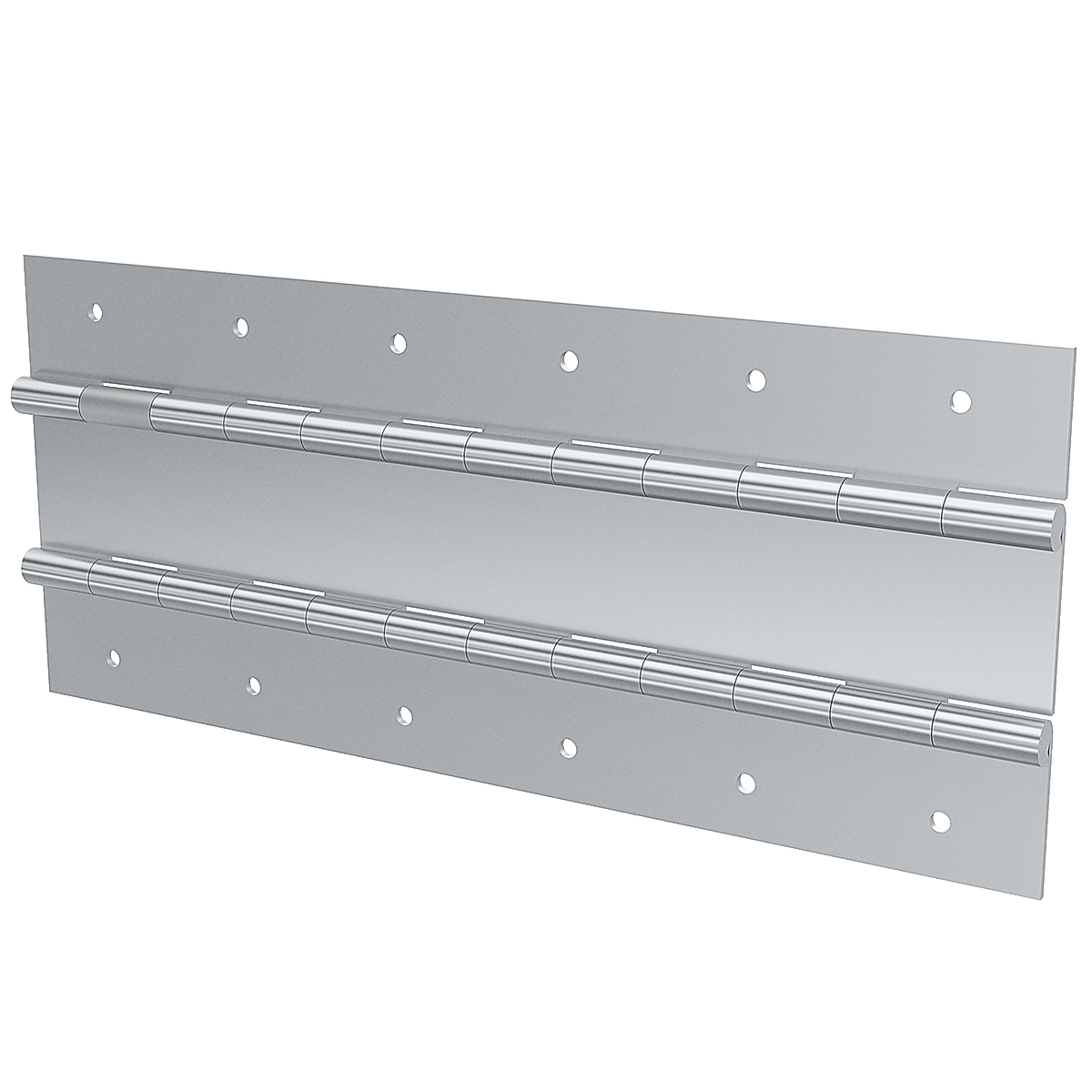 Steel double-knuckle continuous hinge bright zinc plate angled right view