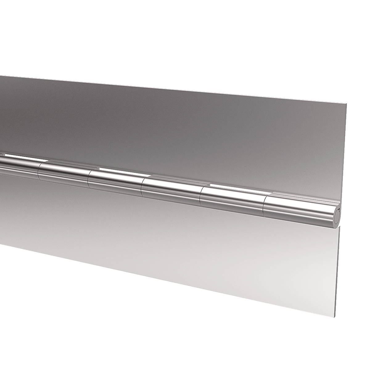 TCH 16 gauge, 3in Wide x 72in Long, stainless steel continuous hinge, Plain, 505-P0730183805, partial right side perspective view