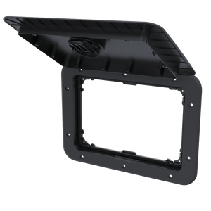 TCH watertight rectangular hatch, left side perspective view with hatch door open and frame visible - 506-5001900