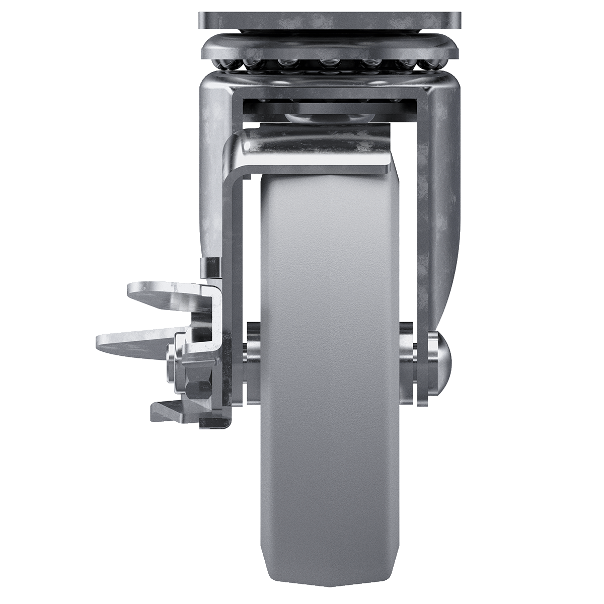 4" Swivel Caster with Brake, Gray Tire and Aluminum Core