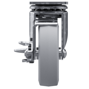 4" Swivel Caster with Brake, Gray Tire and Aluminum Core