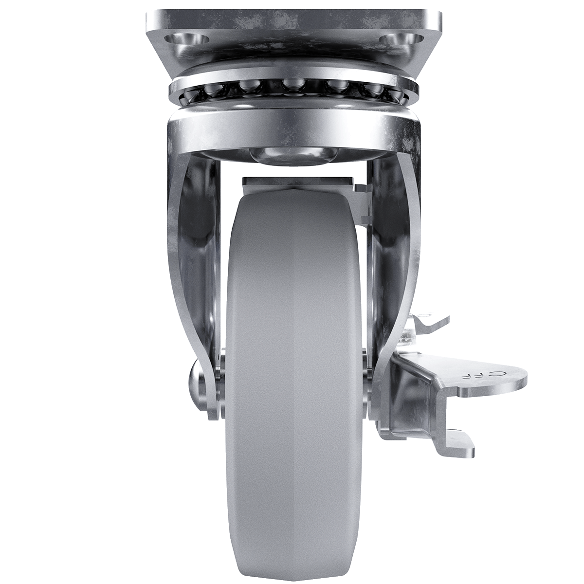 4&quot; Swivel Caster with Brake, Gray Tire and Aluminum Core