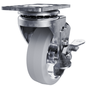 4" Swivel Caster with Brake, Gray Tire and Aluminum Core