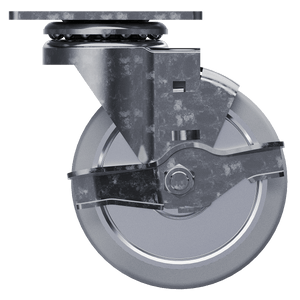 4" Swivel Caster with Brake, Gray Tire and Aluminum Core