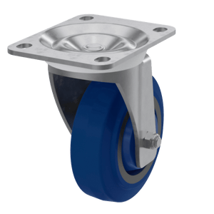 4" blue wheel swivel caster, perspective view