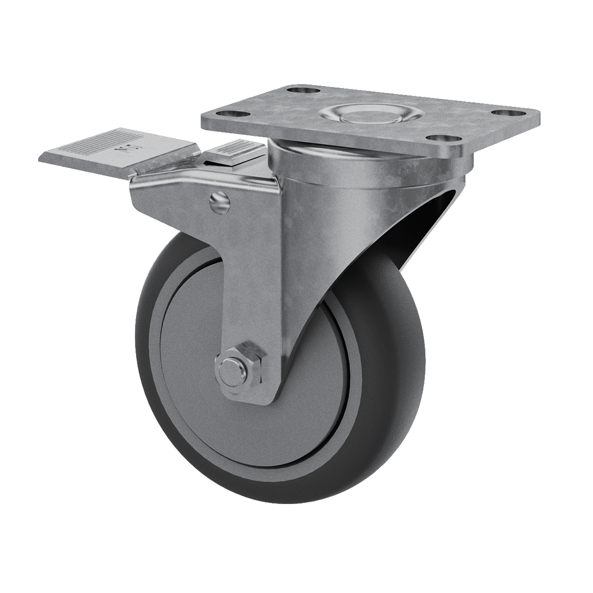 4&quot; Gray TPR Tire Swivel Caster with Brake