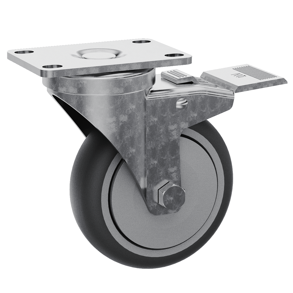 4&quot; Gray TPR Tire Swivel Caster with Brake