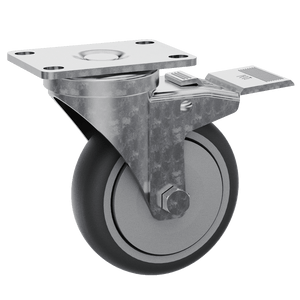4" Gray TPR Tire Swivel Caster with Brake