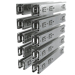 Angled left view of 10-pair bundle of 12 inch ball-bearing drawer slides