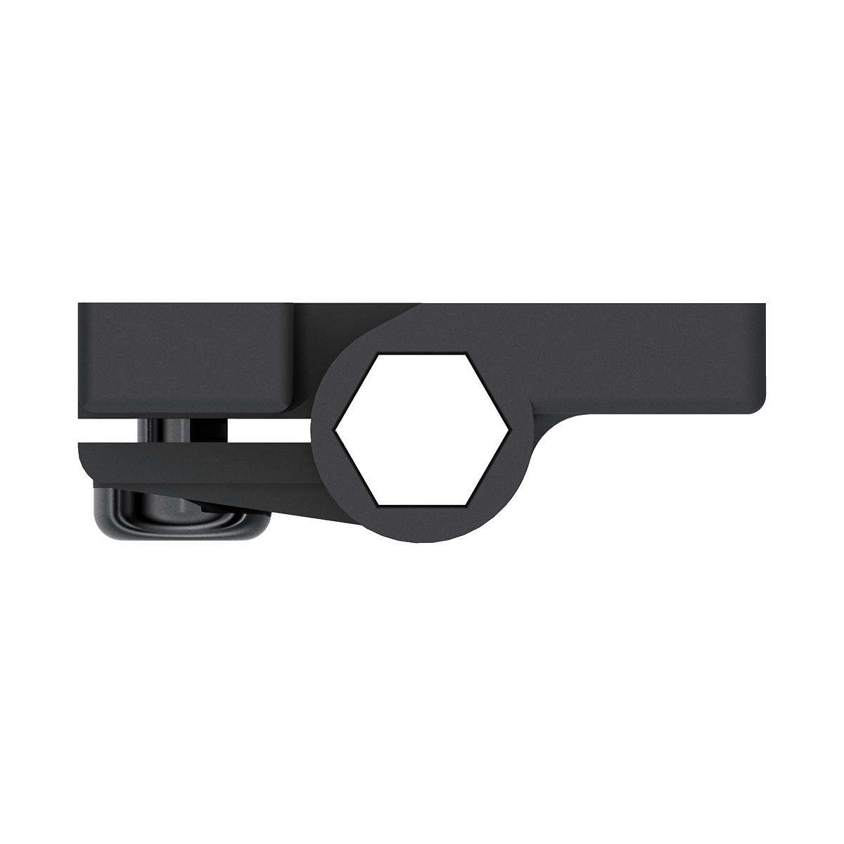 Southco E6-10-301-20 adjustable torque position control hinge in black acetal copolymer, top view