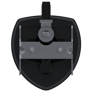 Southco N5-A0000A-A5 non-locking lift and turn compression latch with black plastic cup and black folding T-handle back view