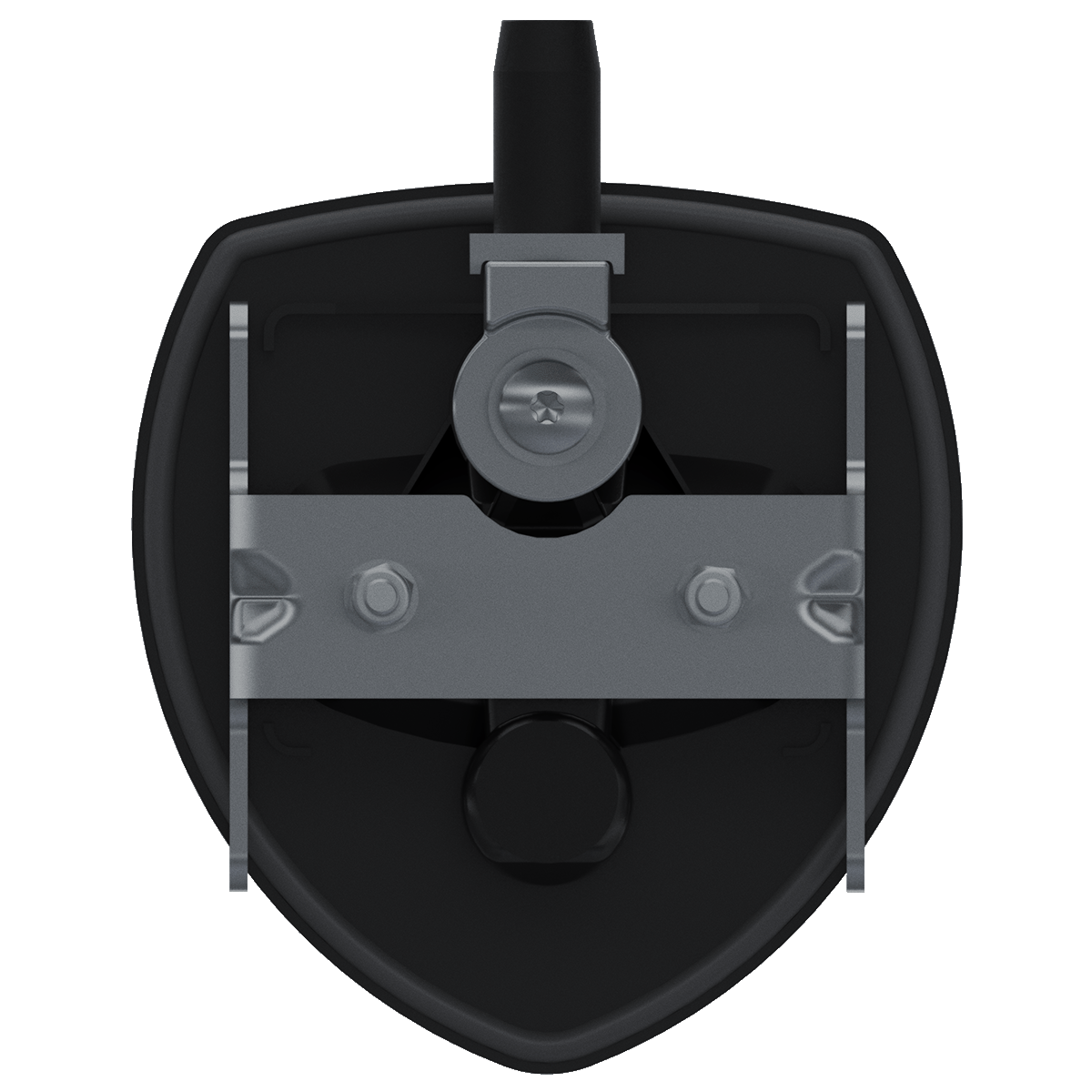 Southco N5-A0000A-A5 non-locking lift and turn compression latch with black plastic cup and black folding T-handle back view