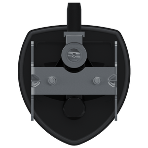 Southco N5-A0000A-A5 non-locking lift and turn compression latch with black plastic cup and black folding T-handle back view