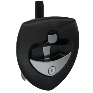 Southco N5-A0110A-A1 key-locking lift and turn compression latch with black plastic cup and chrome plated folding T-handle