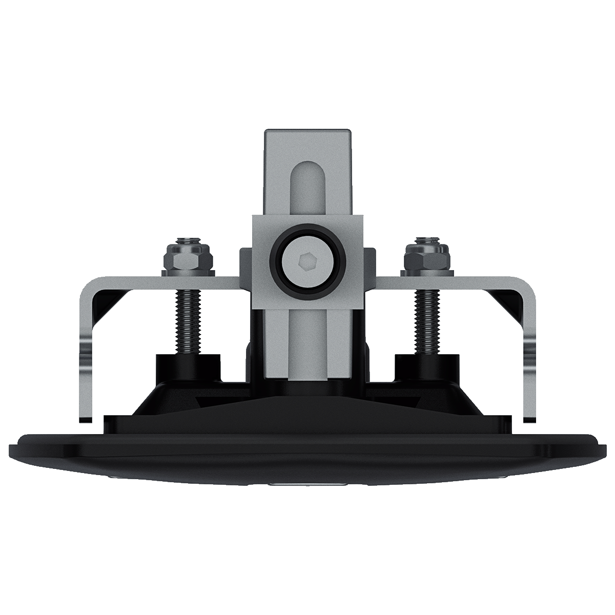 Southco N5-A0110A-A1 key-locking lift and turn compression latch with black plastic cup and chrome plated folding T-handle, top view