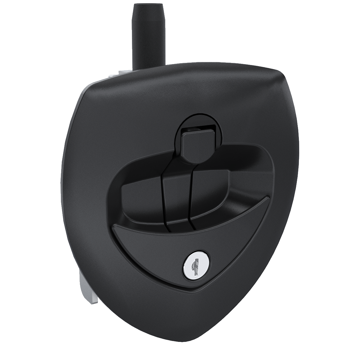 Southco N5-A0110A-A5 key-locking lift and turn compression latch with black plastic cup and black folding T-handle