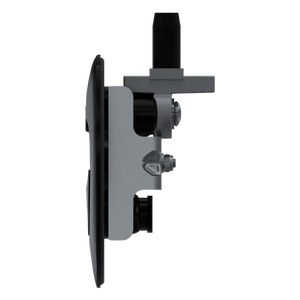 Southco N5-A0110A-A5 key-locking lift and turn compression latch with black plastic cup and black folding T-handle, side view