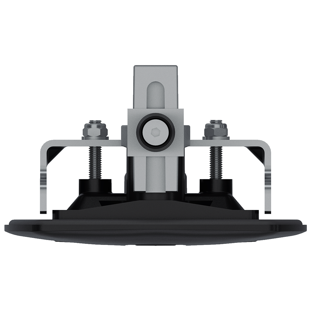 Southco N5-A0110A-A5 key-locking lift and turn compression latch with black plastic cup and black folding T-handle, top view