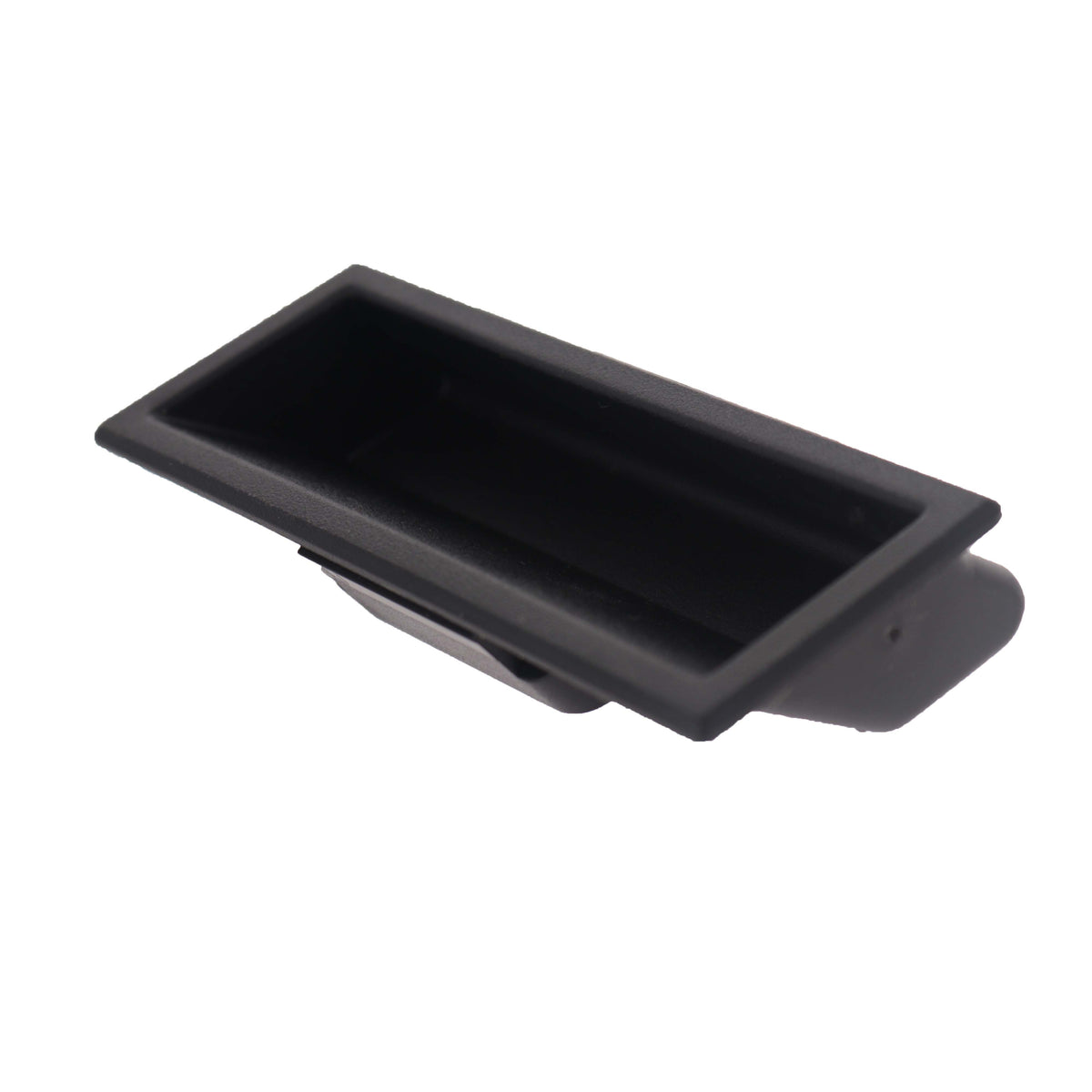 Southco P2-43 black ABS snap-in flush pull handle with recessed grip and low-profile rectangular mounting flange