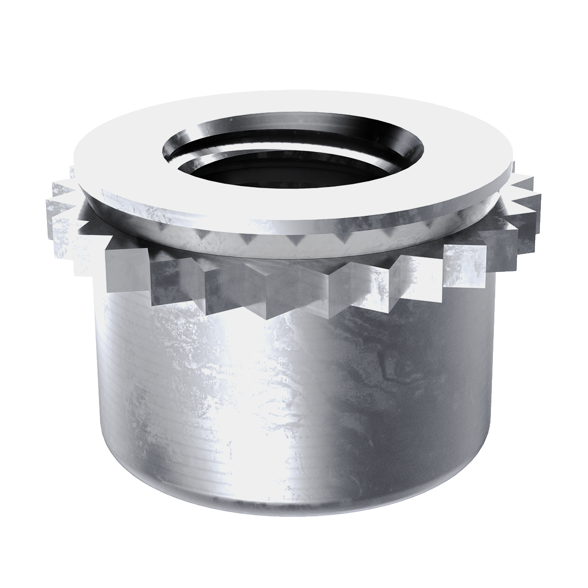 Self-Clinching Nut, Top Collar Lock Self-Clinching Nut, Steel, Zinc Clear, Metric, M5x0.8, 100 Pack