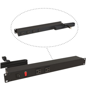 19-inch Rack Mount Outlet Strip, 15A, 6 receptacle for industrial use