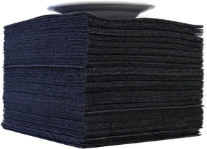 Stack of 100 sheet of PE foam with dinnerware dish to show size