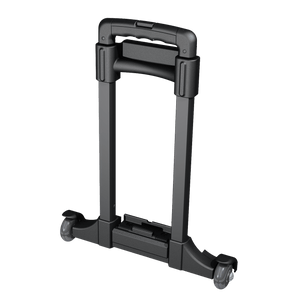 Black 3 stage removable surface mount extension handle with wheels, not extended 3/4 angle