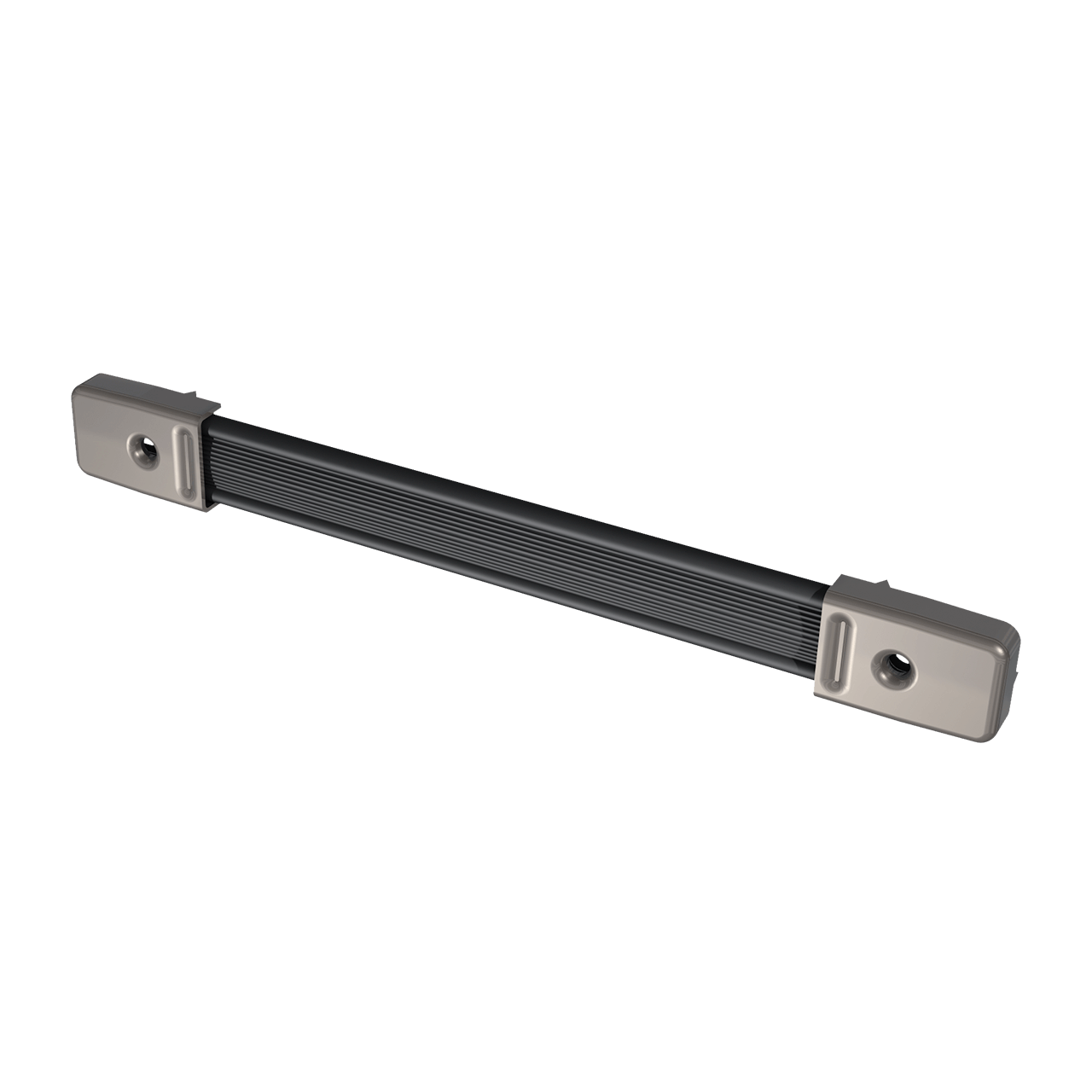 Large Strap Handle Black with Nickel End Caps, 3/4 view