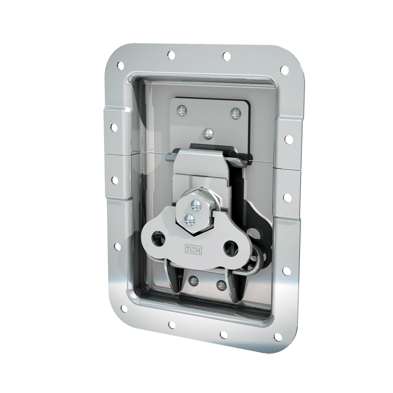 Render of Large Recessed Low Mount Twist Catch with 1" Offset