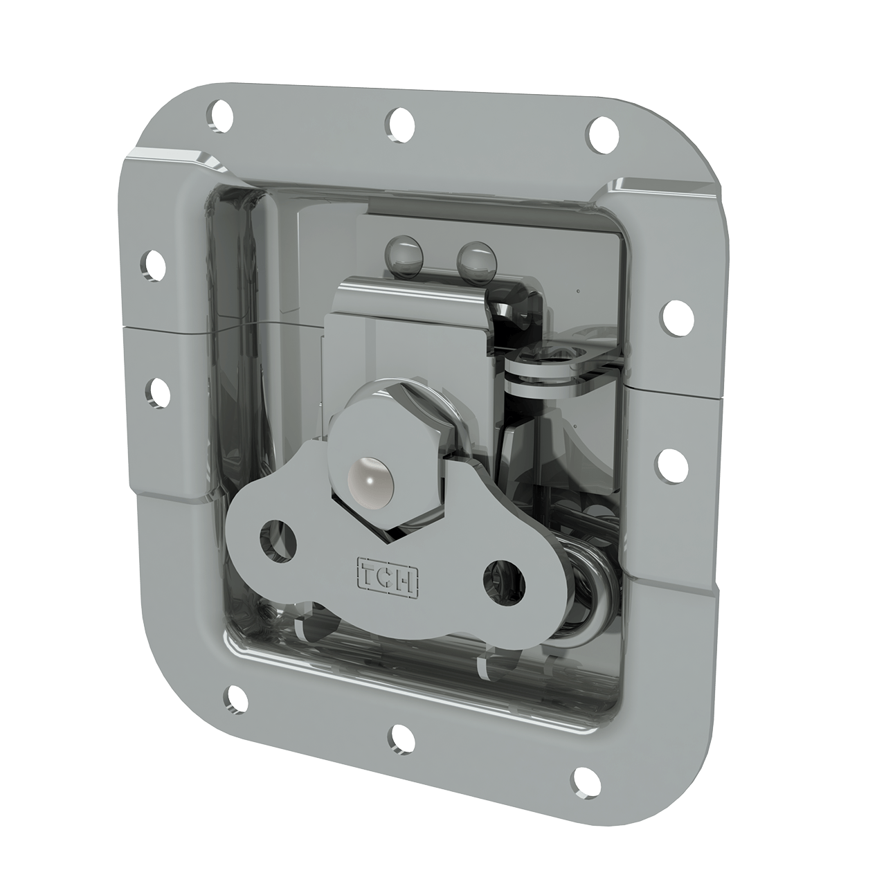 Render of Medium Recessed Pad lockable Twist Catch with 1" offset