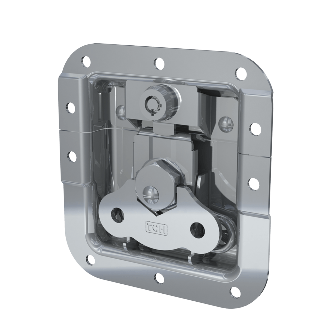 Render of Medium Recessed Key lockable Twist Catch with 7/8" Extrusion Offset