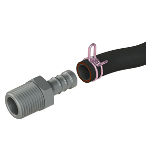 Hose with clamp and threaded adaptor