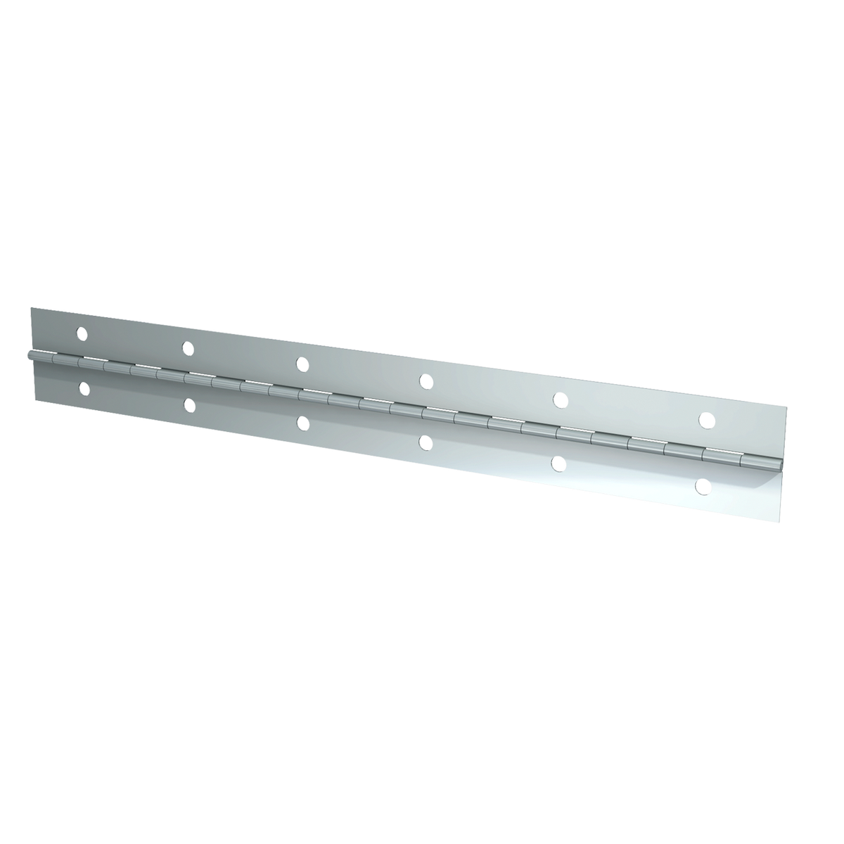 Steel Continuous Hinge - 0.03&quot; x 1.5&quot; x 72&quot; with Zinc Plate &amp; Mounting Holes