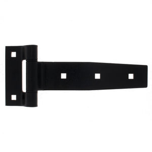 8" Black stainless steel strap hinge, front view