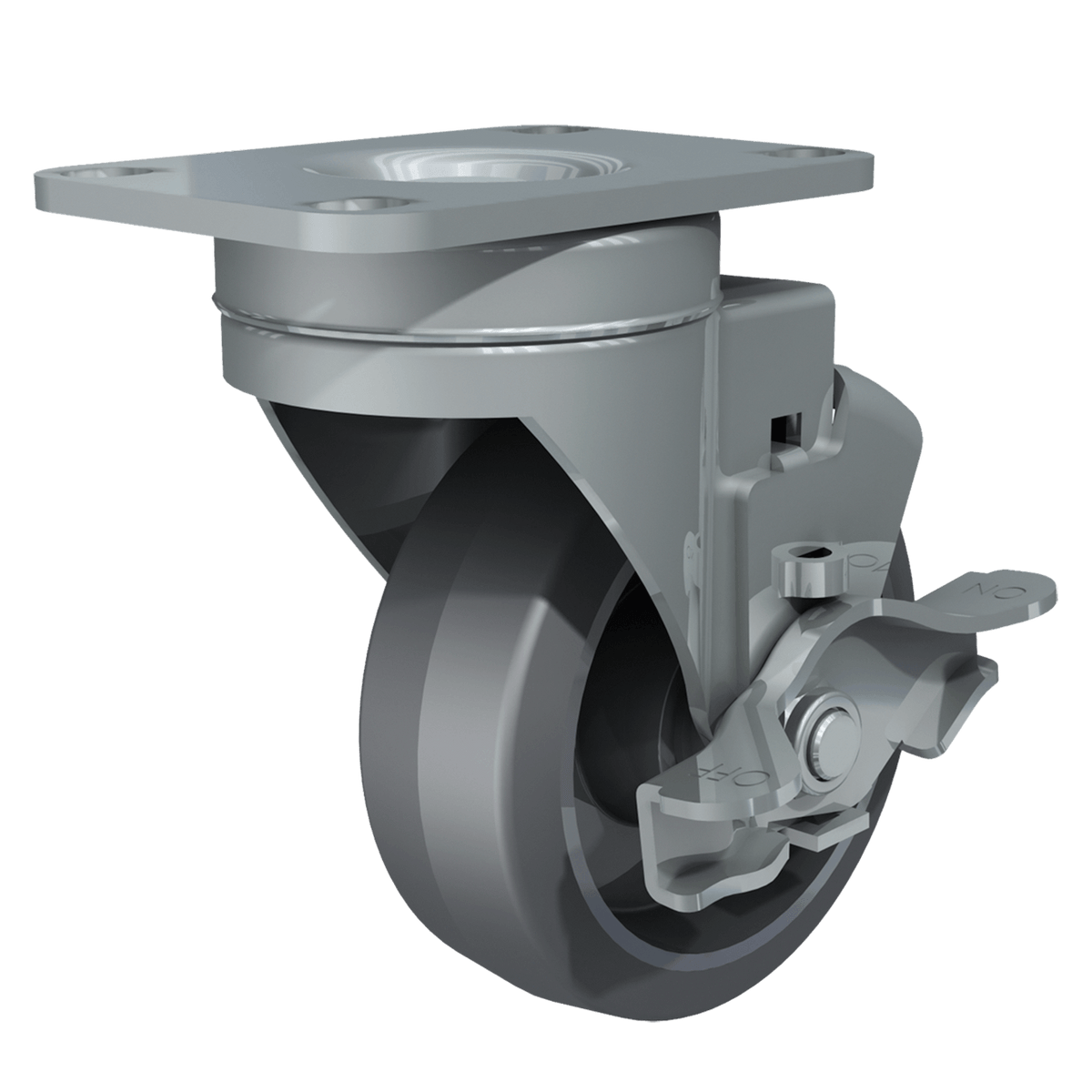 3-1/2&quot; Swivel Caster with Brake, Gray Tire and Aluminum Core