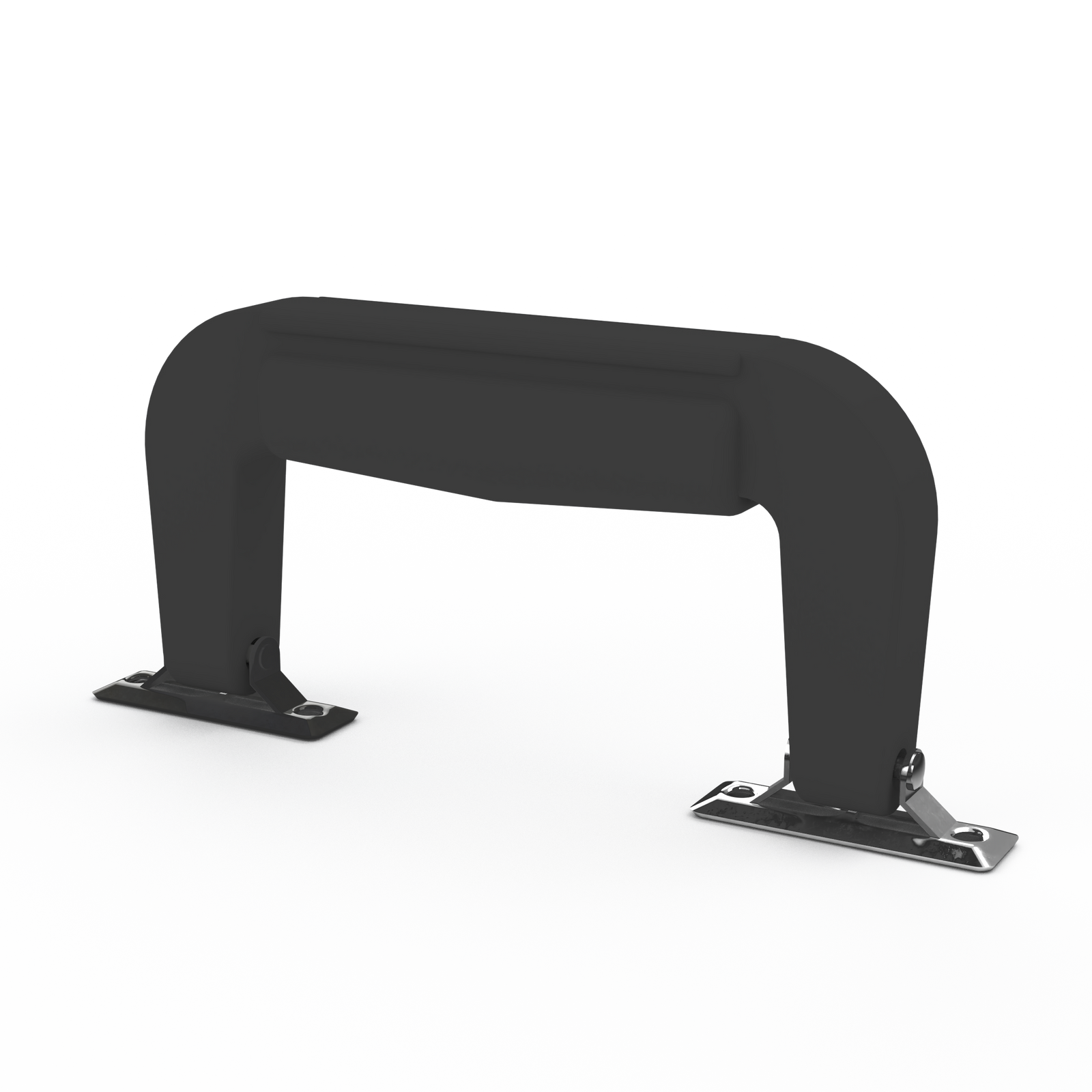 Plastic briefcase handle with steel mounting tabs.