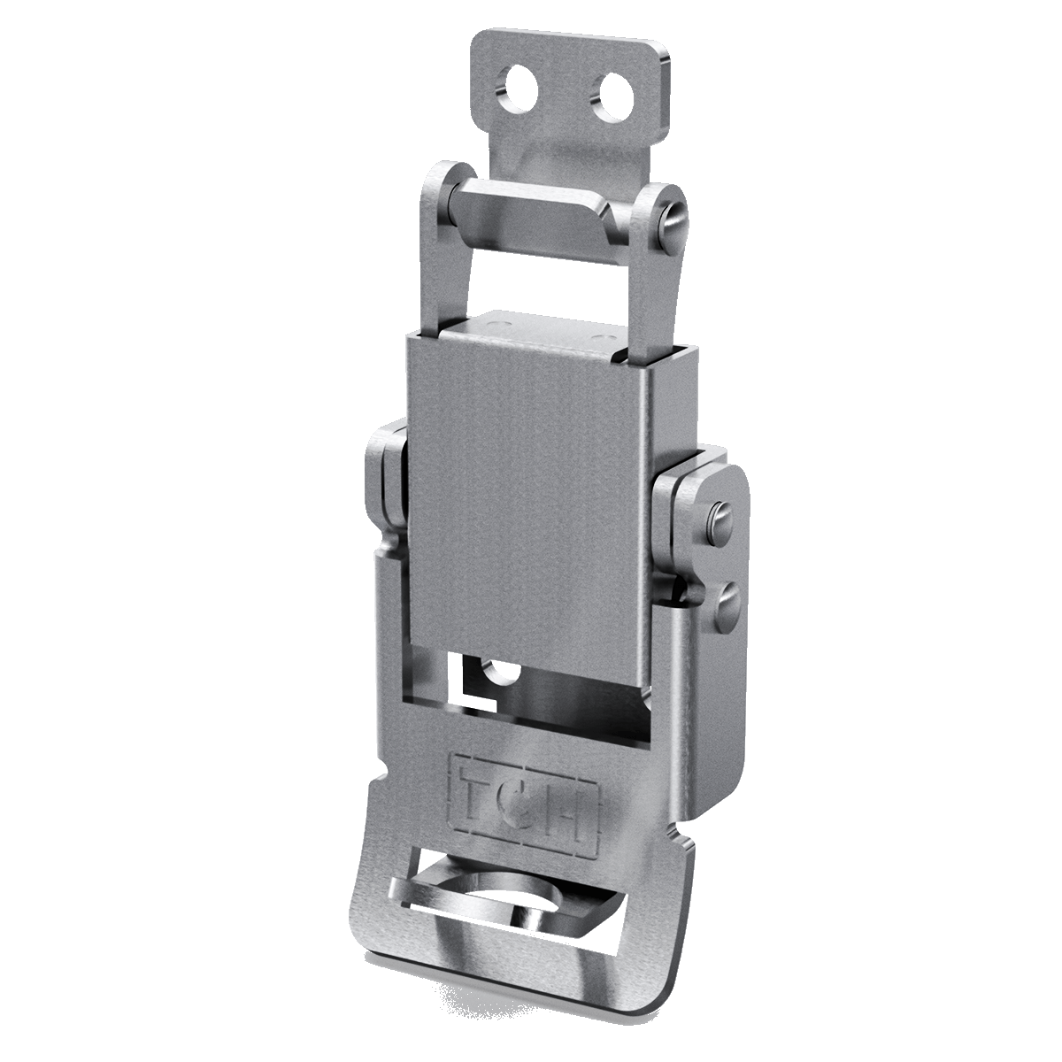 Pad lockable Compression Spring Drawlatch with upswept Lever, 3/4 view
