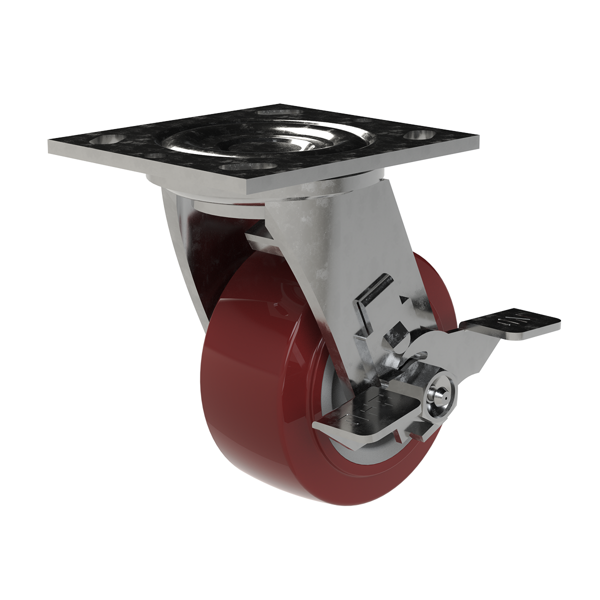 4 inch by 2 inch heavy duty swivel caster with foot lock wheel brake