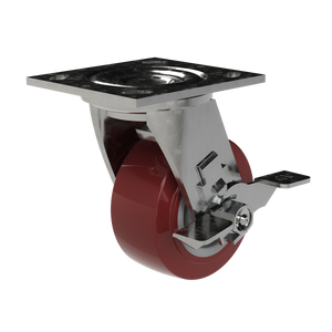 4 inch by 2 inch heavy duty swivel caster with foot lock wheel brake